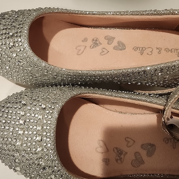 Girl's Silver Shoes with Sparkly Embellishments and Rounded Toe - Picture 4 of 5